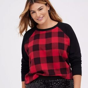 Torrid Classic Fit Cozy Fleece Crew Neck Raglan Sweatshirt